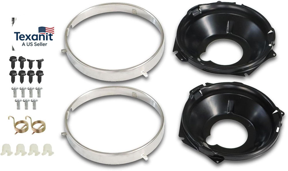 Headlamp Retaining Ring Mounting Retaining Bucket Kit Compatible with 1967-1970