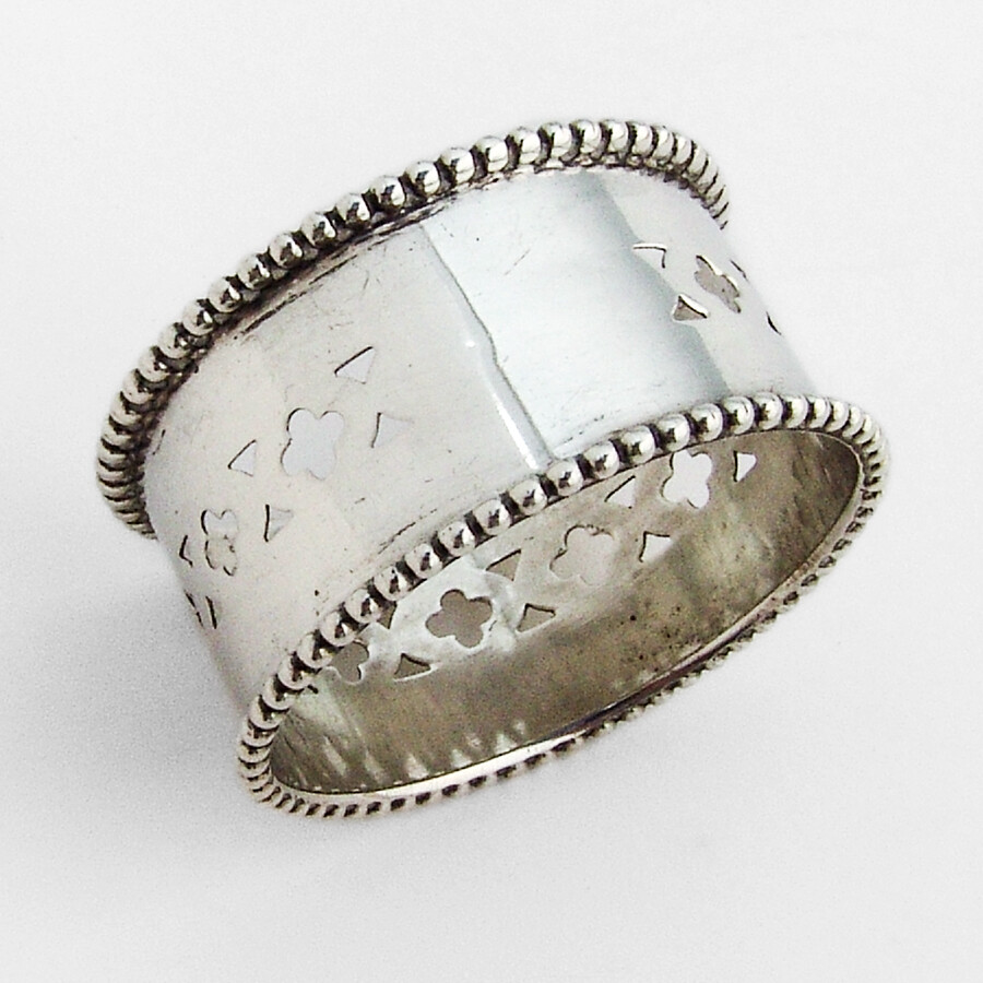 Pierced Beaded Napkin Ring Watrous Sterling Silver No Mono