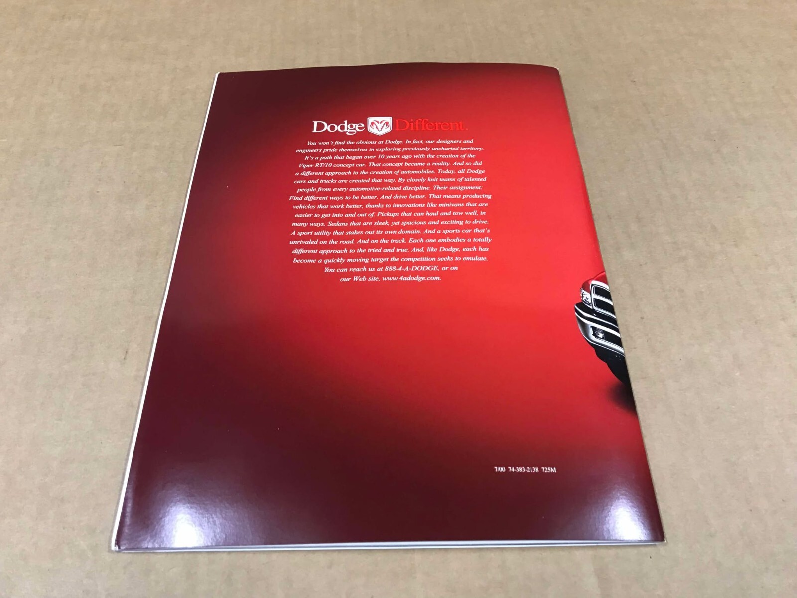 NOS 2001 Dodge Ram Dealership Salesman Brochure