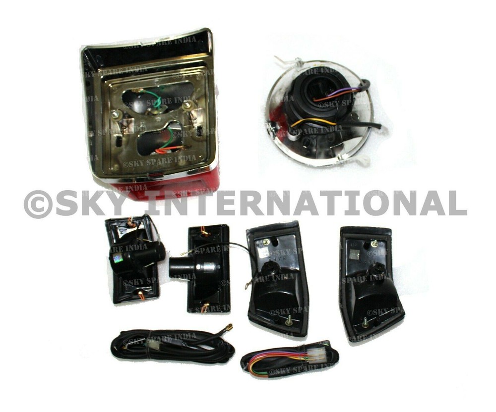 Vespa Px Lml Head Light, Tail Light & 4 Blinker Indicator Orange Set With Switch