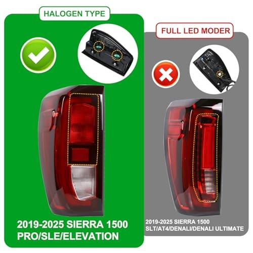 Tail Light Assembly Compatible With 2019-2025 GMC Left Driver Side Halogen Type