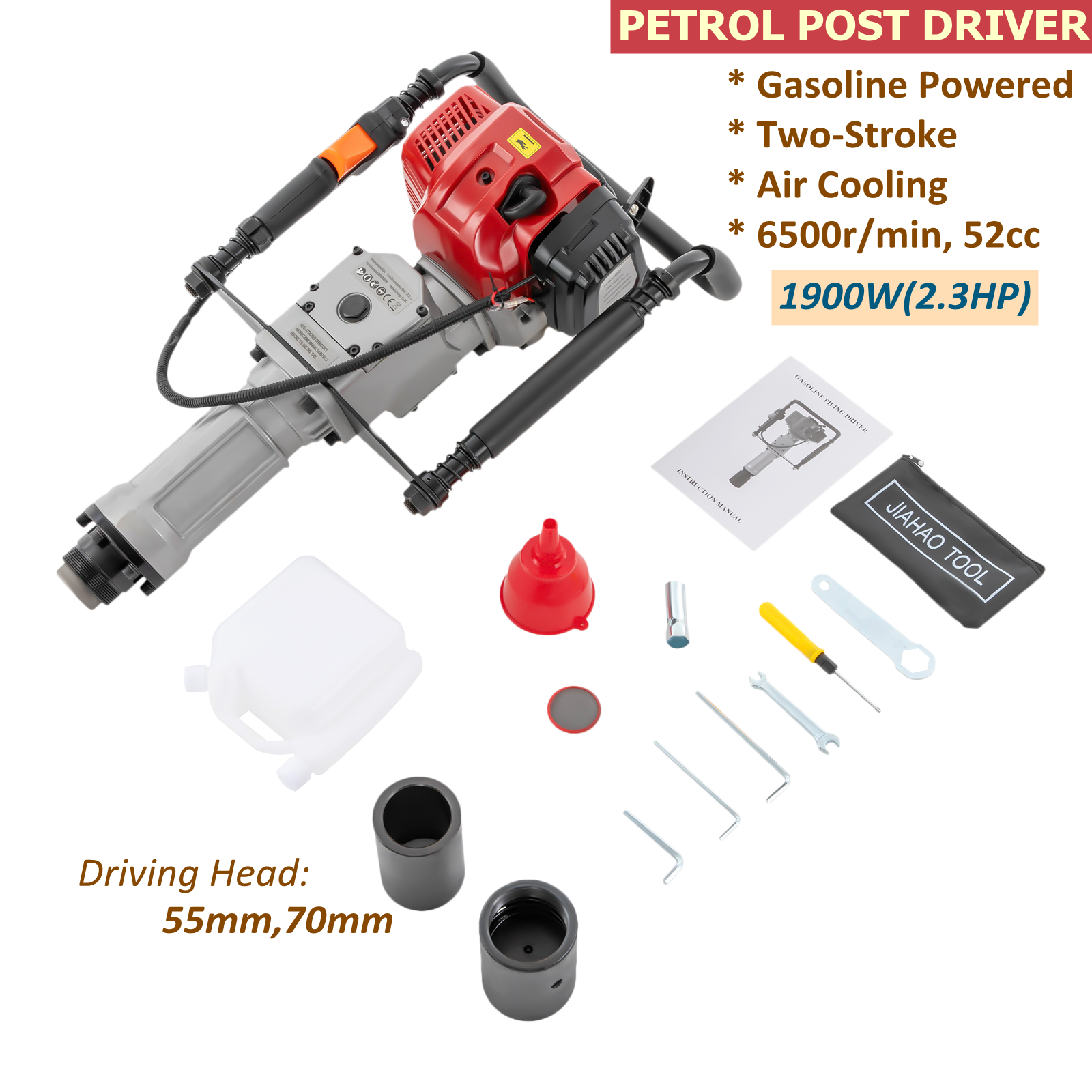 52cc Gas-Powered T Post Driver Fence Post Driver 2-Stroke Gasoline Push Pile New