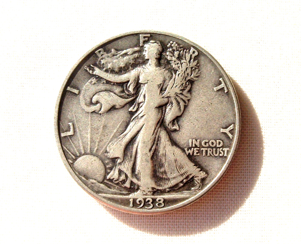 U.S. SILVER 1938 D WALKING LIBERTY HALF DOLLAR ~ MOON SILVER
