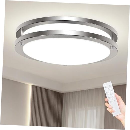 Flush Mount LED Ceiling Light with Remote, 10inch-1Pack Brushed Nickel