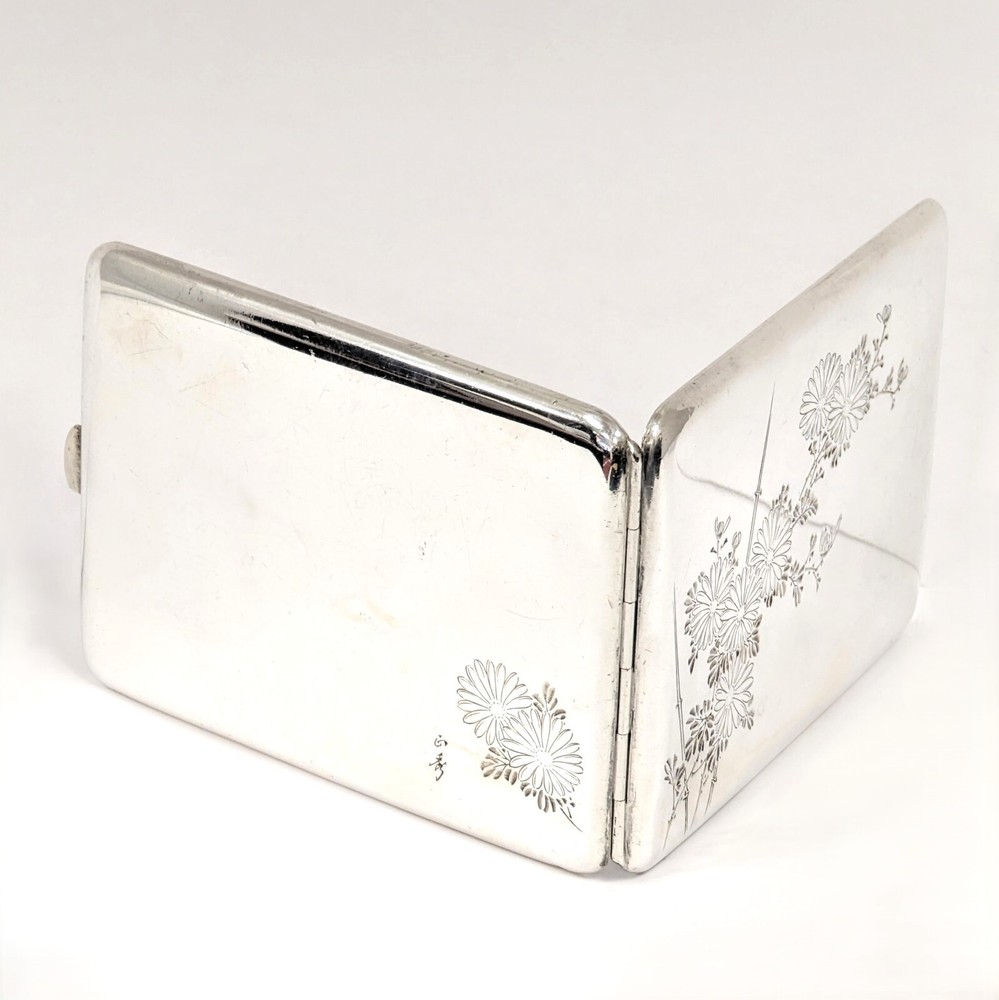 Vintage Cigarette Case Curved, Sterling Silver Kuyeda