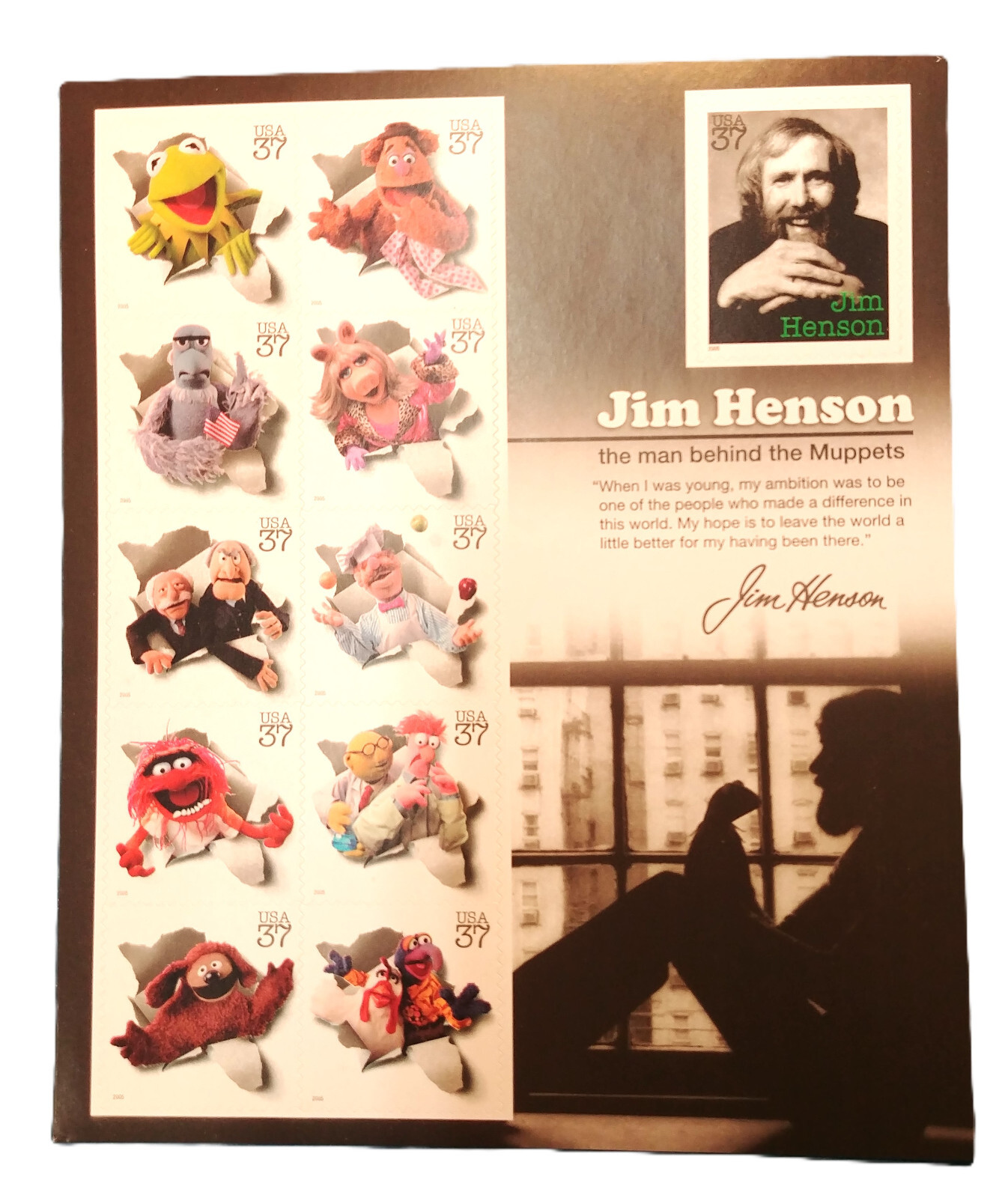 Jim Henson & Muppets Full Sheet 37-Cent Postage Stamps 11 per sheet