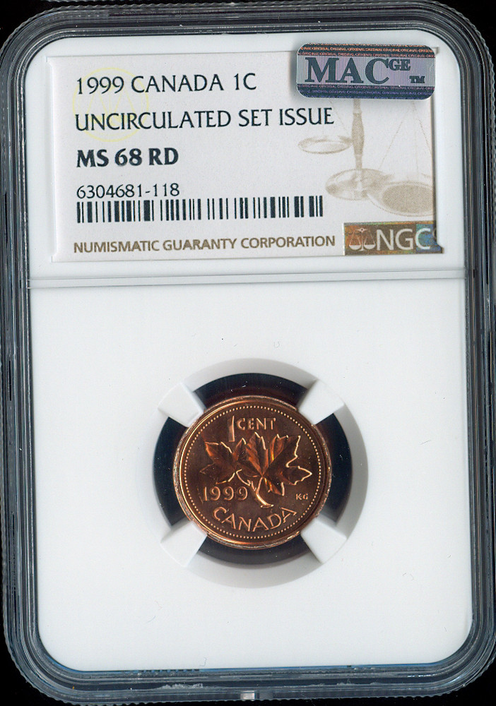 1999 Canada Small Cent 1C NGC MS68 RD MAC - Quality