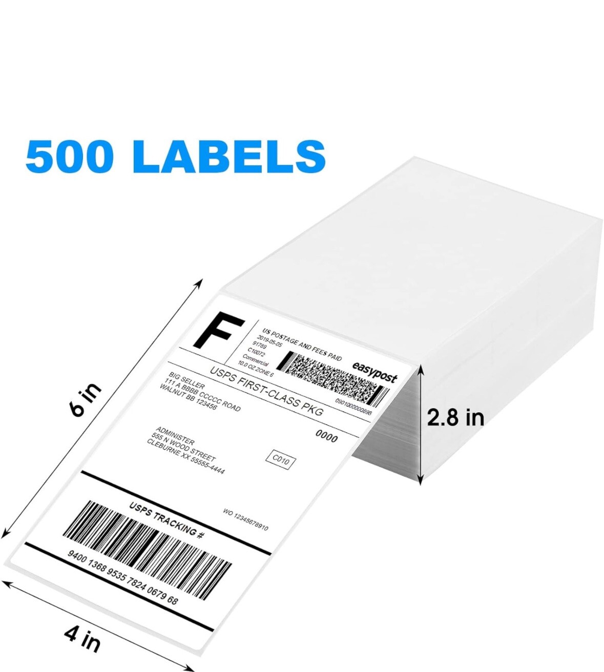 500 4x6 Thermal Shipping Labels Foldable