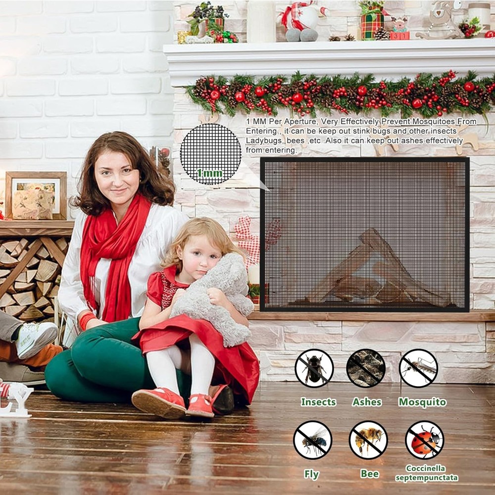 Fireplace Screen Safe Mesh Gate Mesh Screen Child Proof Existing Fireplace Ba...