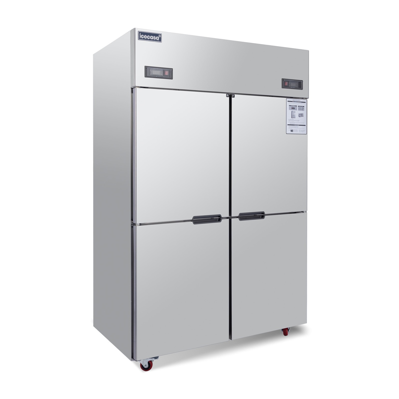 ICECASA 48" Commercial Refrigerator Freezer Combo Split Door 33 Cu.ft Stainless