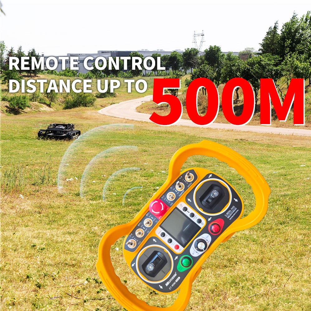 Remote-controlled lawnmower with snowplow for a limited time, available for snow