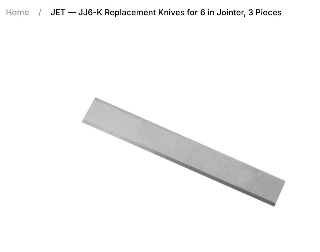 Jet JJ6-K Knives for JJ-6 6" Jointer, Stock# 708801
