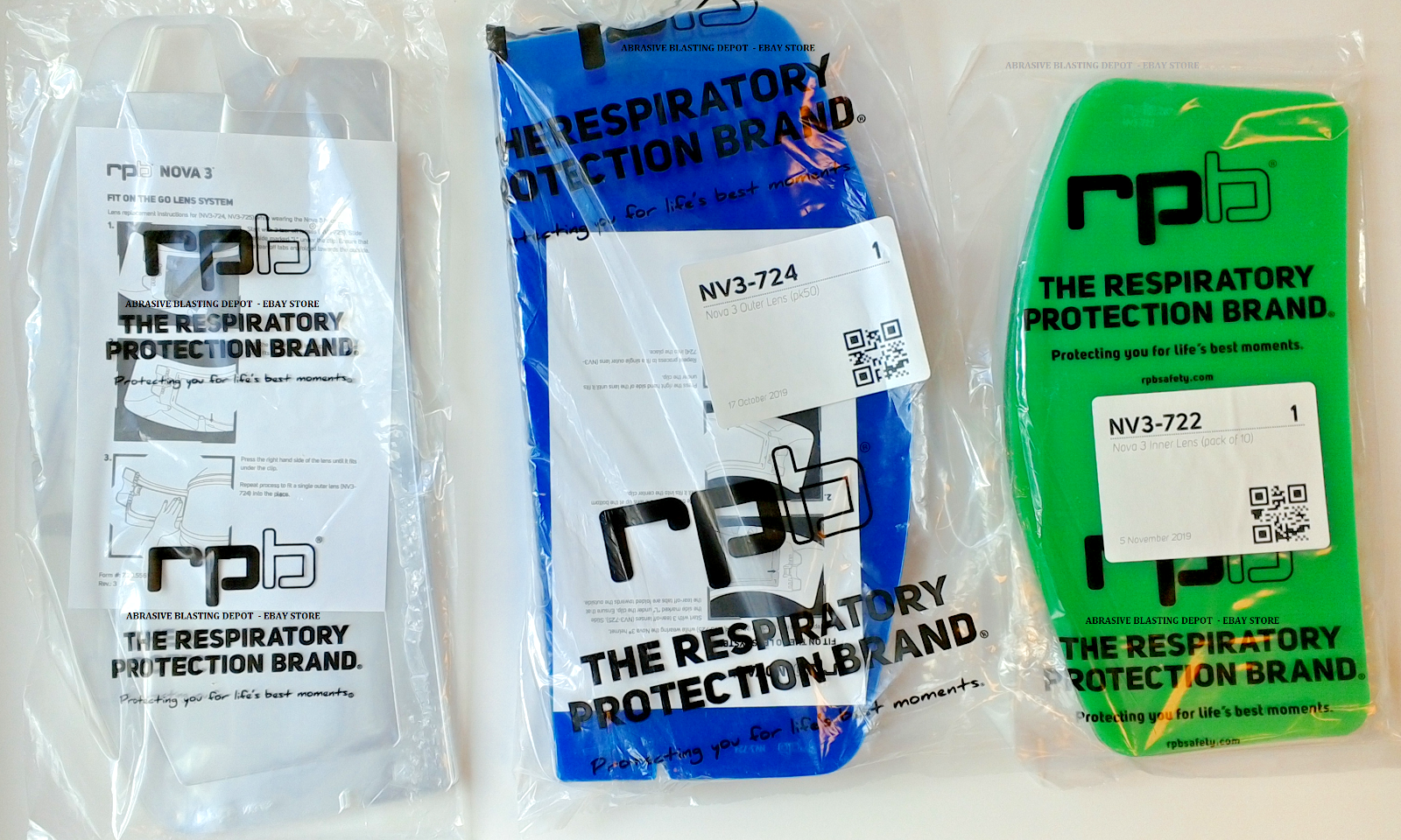 RPB NOVA 3 HELMET : INNER , OUTER , TEAR OFF LENS COMBO SAVER PACK