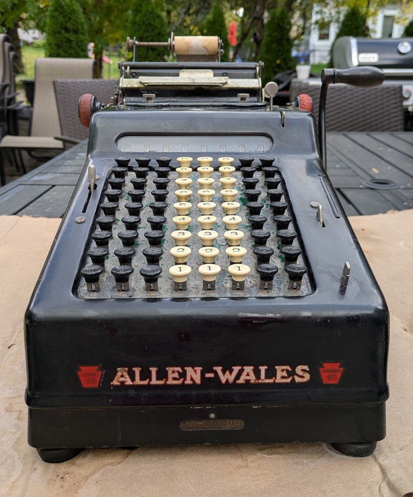 Antique Allen-Wales Model 45 Adding Machine Untested Vintage