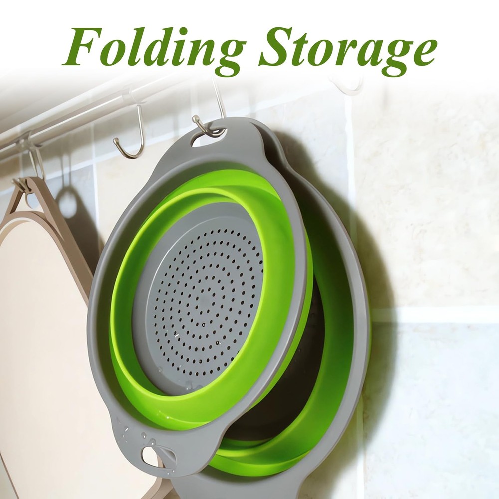 Collapsible Colander Set of 3, Space-Saving Foldable Strainer for Kitchen, 3 ...