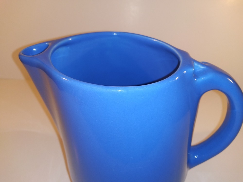 Bright Blue Art Pottery Stoneware Pitcher