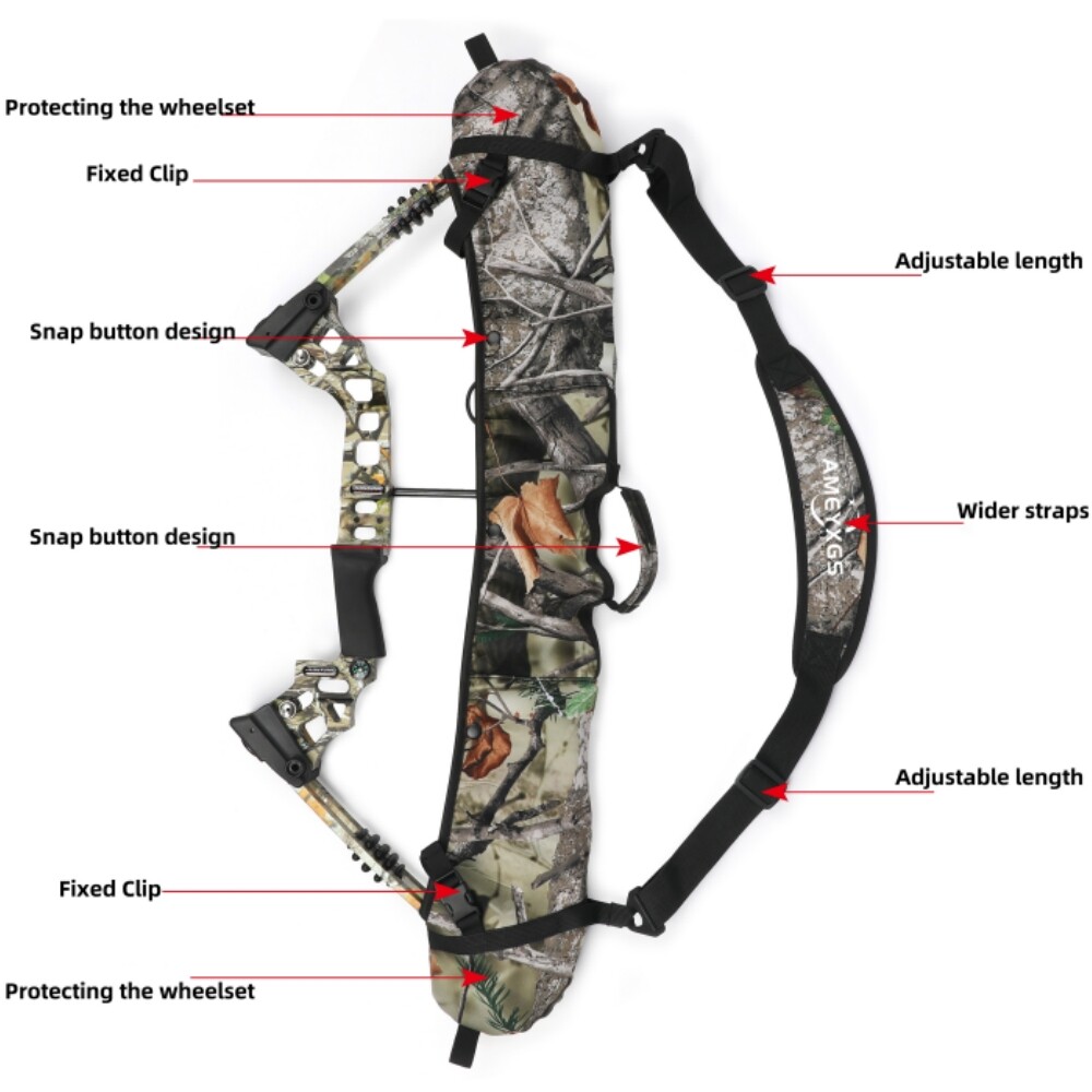 Archery Compound Bow Bag Camo Strap Shoulder Stretchy Backpack Portable Shooting