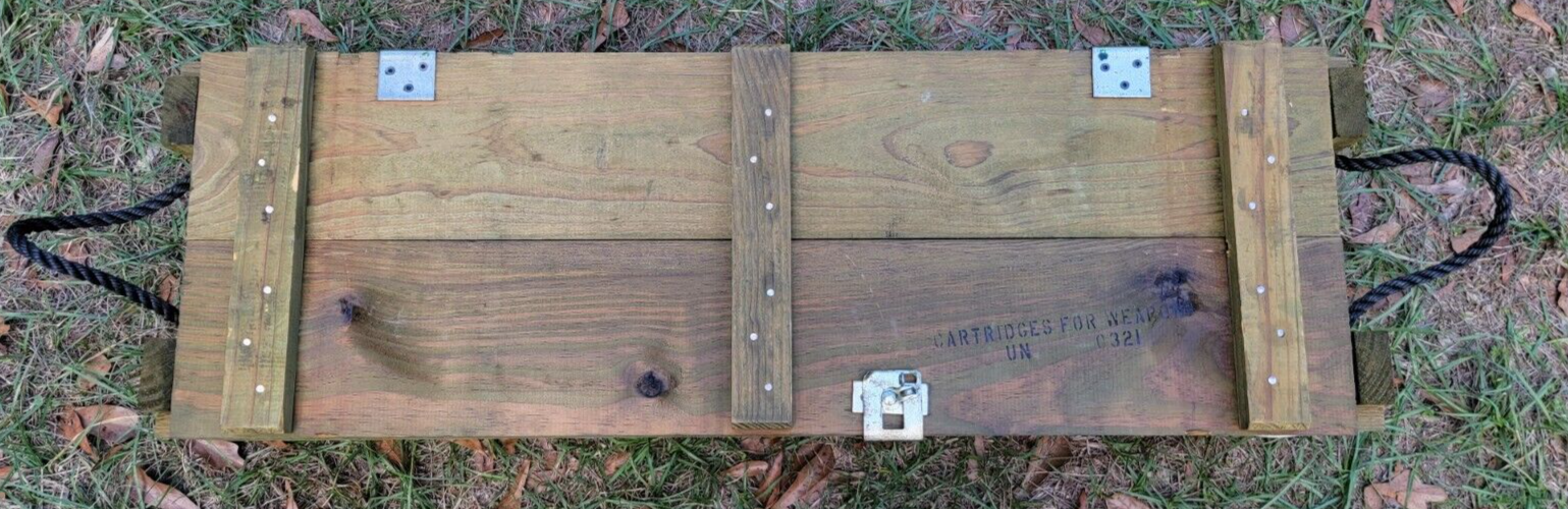 US Military 105mm Howitzer Wooden Ammo Crate