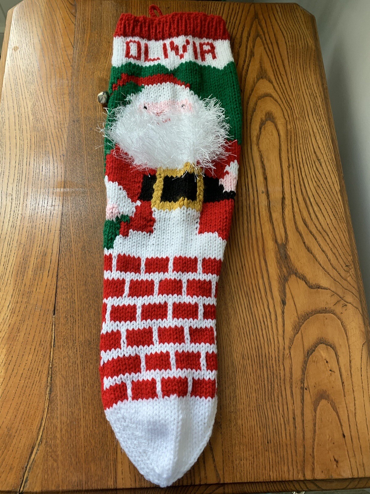 HAND KNIT CHRISTMAS STOCKING -SANTA ~24" long ~ Personalized