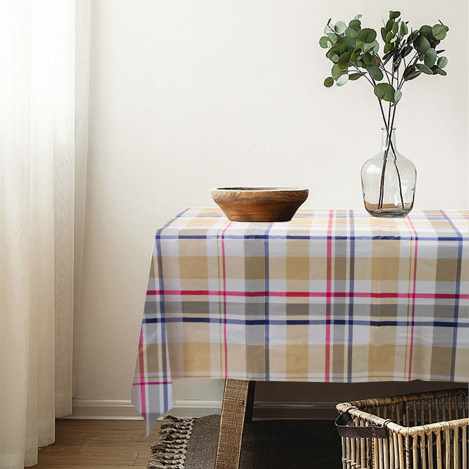 Rectangle Vinyl Flannel Backed Tablecloths Heavy Duty Waterproof Table Cover