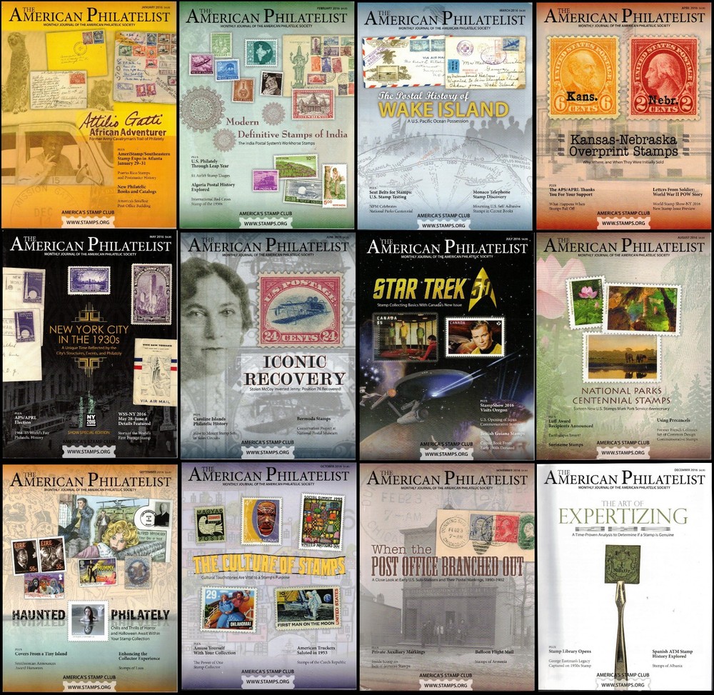 AMERICAN PHILATELIST 12 ISSUES 2016 ~ 1392 pages ~ Stamps, Covers, US, Worldwide