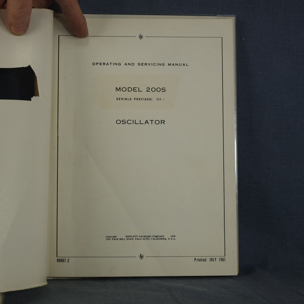 HP 200S Oscillator Operation and Service Guide Manual