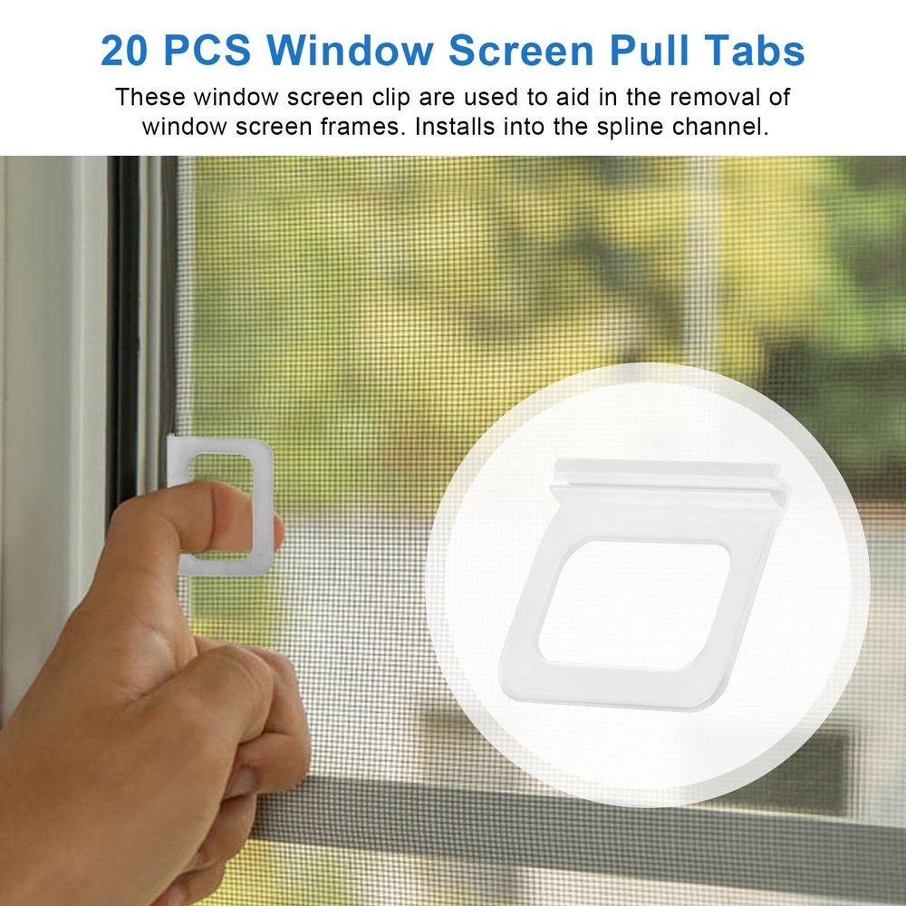 Window Screen Pull Tabs 20 Pack Clear Hollow Flat Spline Channel Pull Lift Ta...