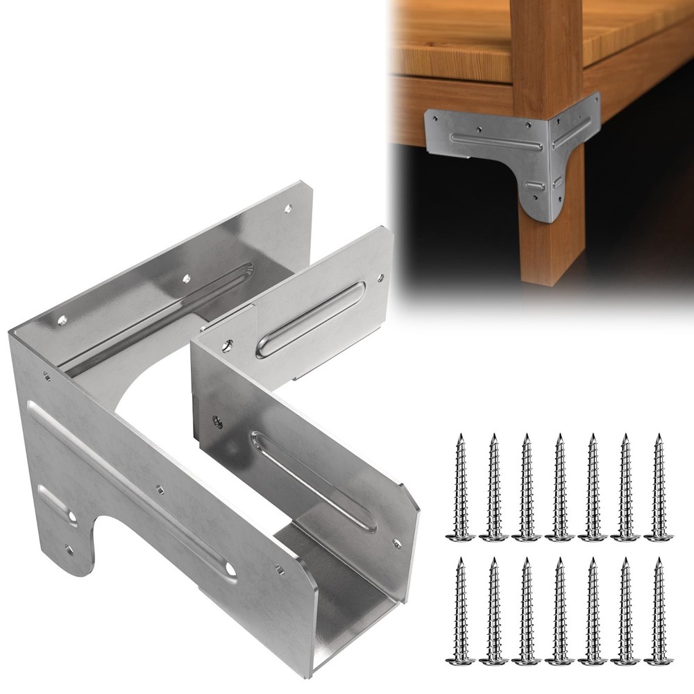 Workbench & Shelving Hardware Kit - Galvanized Steel Corner Brackets, 8 Pcs + 10