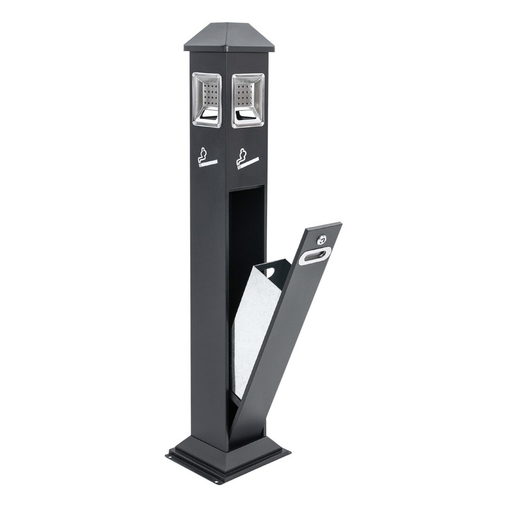 Garbage Can Cigarette End Collector Stainless with Inner Barrel Vertical Ashtray