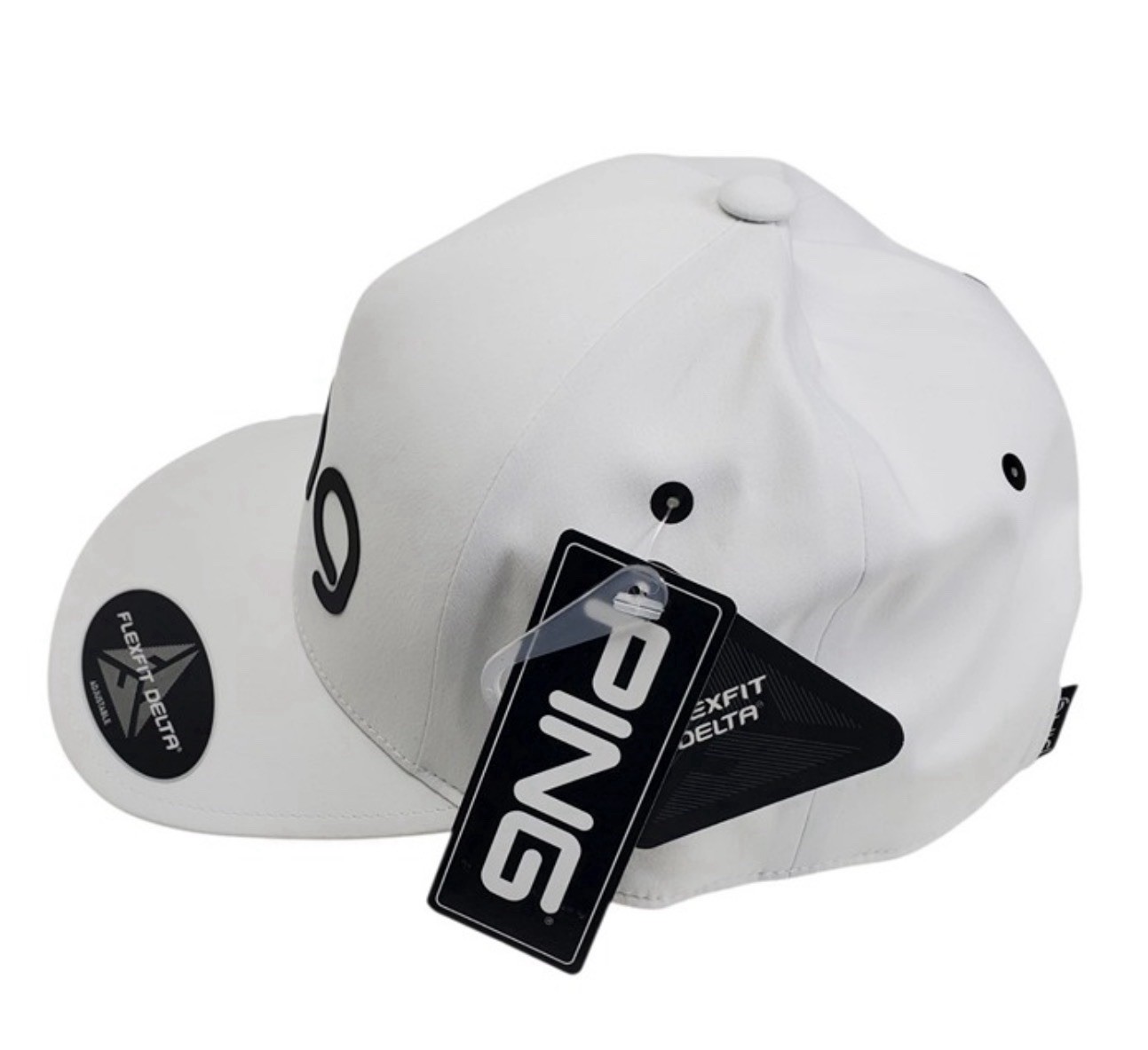 NEW Adult Ping Flex Fit Delta Golf Hat Cap White Lightweight Comfort Strap Back