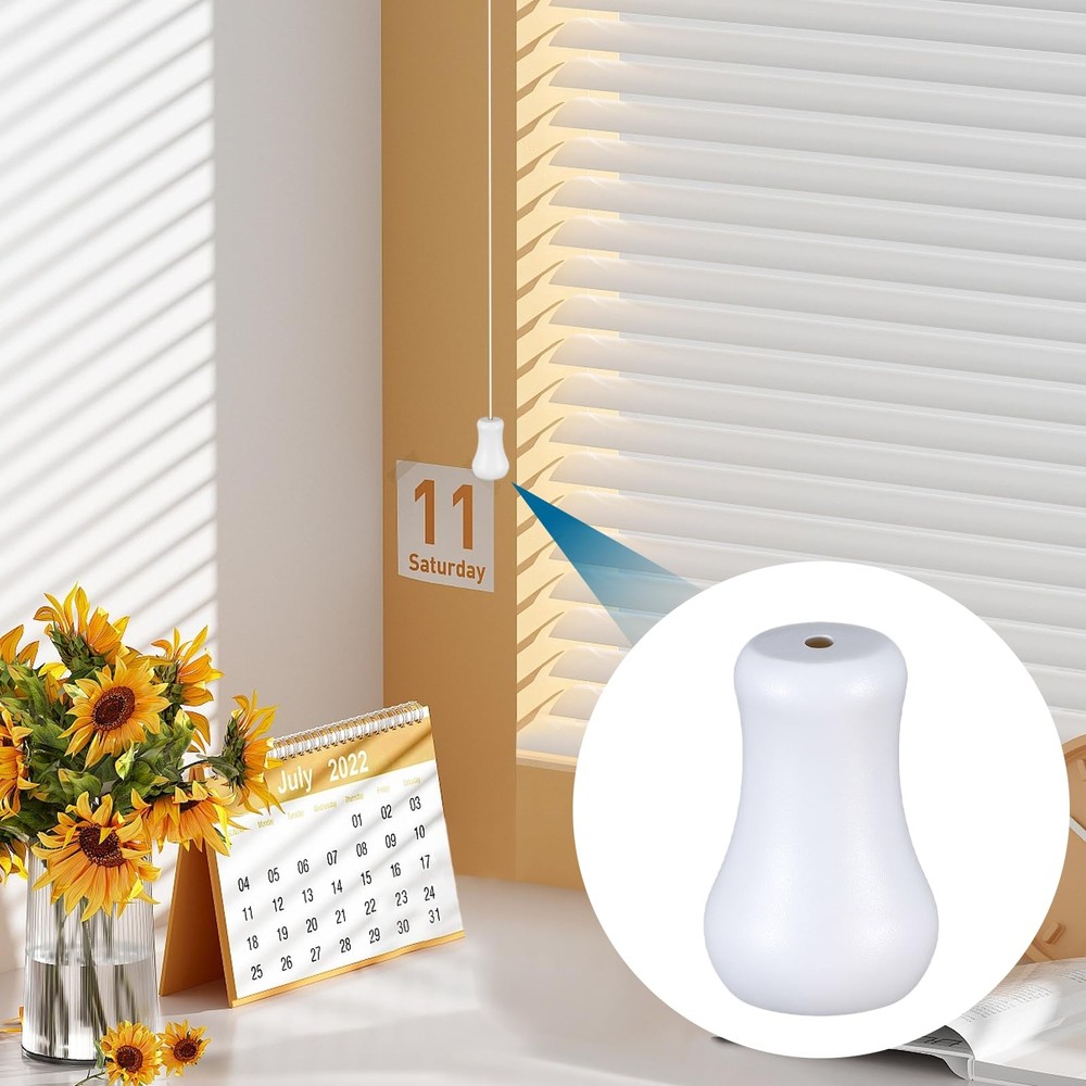 20Pcs White Plastic Cord Tassel Blind Pull Cord Knobs Blind Cords Pull End Bl...