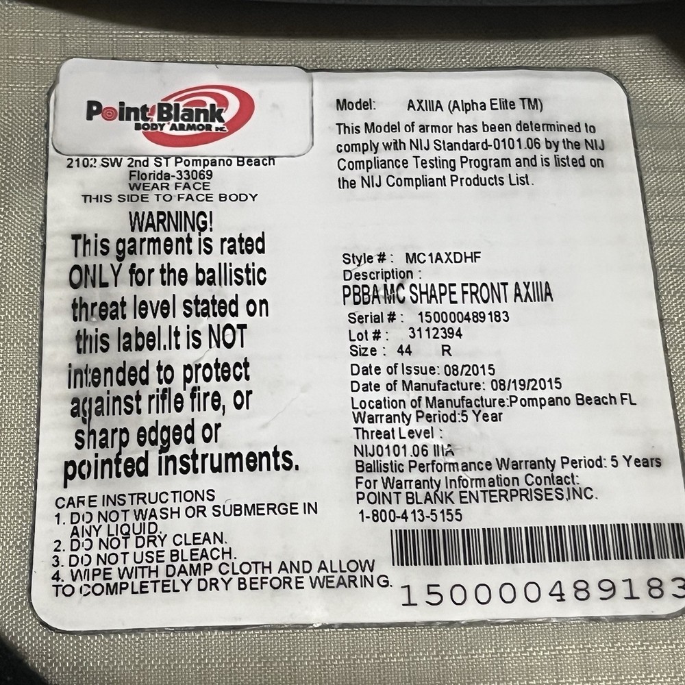 Point Blank Removable Outer Shell Carrier Tactical Vest With Inserts Black Large