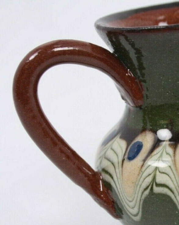 TKCB Glazed Terra Cotta Pottery Stoneware Art Studio Mini Vtg Mod 2.25" Pitcher