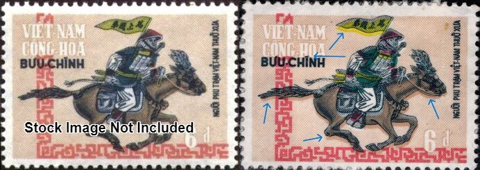Perfectly Flawed Error-EFO South Viet-Nam SN 393 Unused NG  - Color Shift