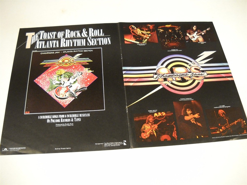 ATLANTA RHYTHM SECTION Toast Of Rock & Roll 1978 RW Oversize Promo Display Ad