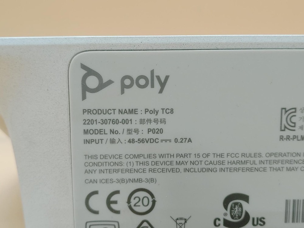 Poly TC8 Video Conferencing 8" High-Resolution Touch PoE Controller (P020)