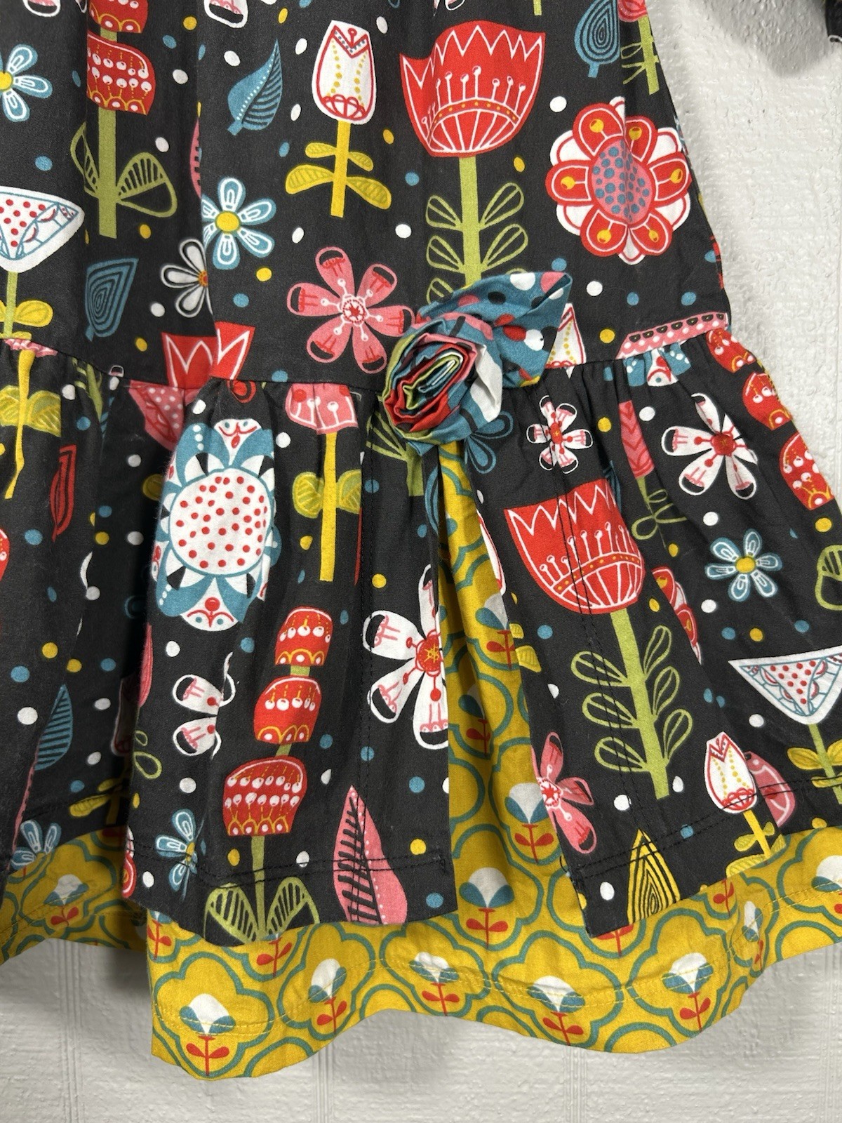 Jelly The Pug Girls 4T Poplin Fiesta Mindy Floral Boutique Dress Black EUC