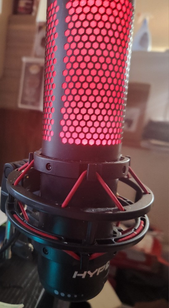 HyperX QuadCast USB Condenser Microphone Black/Red Mute Button Headphone Jack