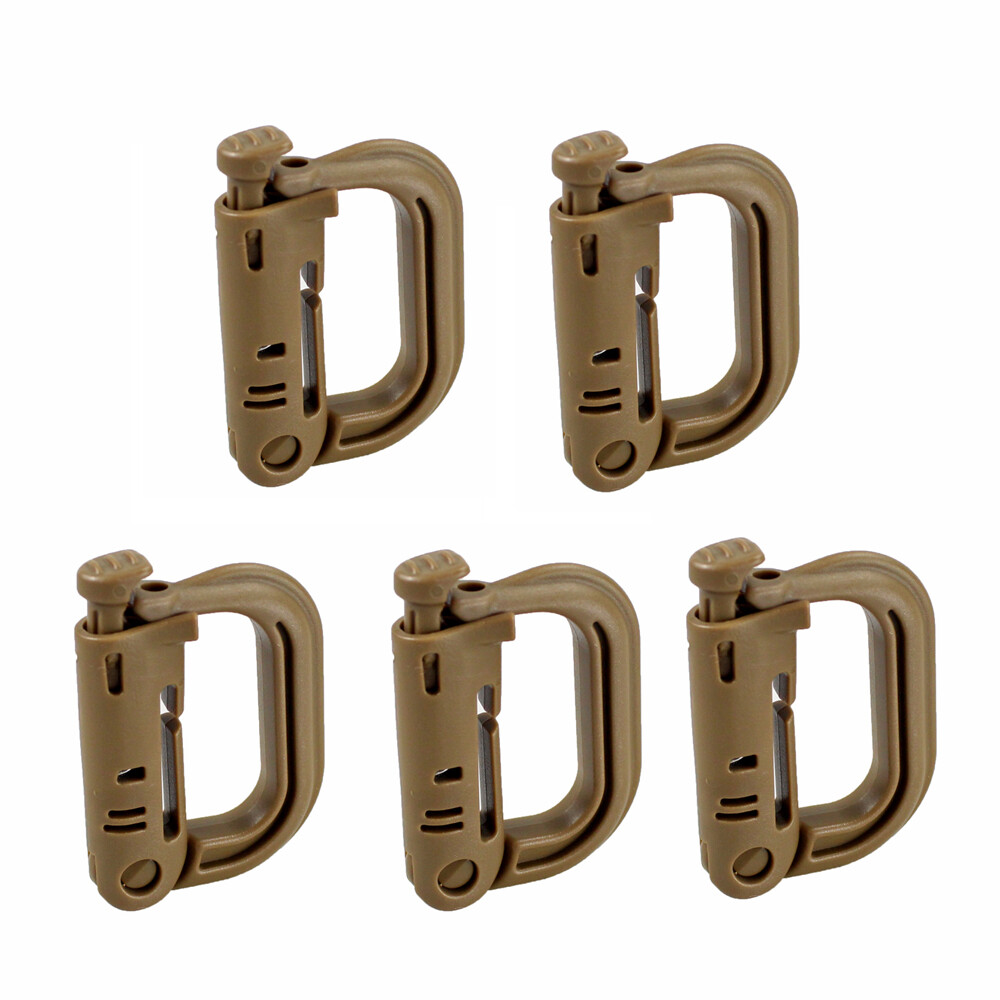5pcs Attach Quickdraw Shackle Carabiner Clip Molle Webbing Backpack Buckle Snap
