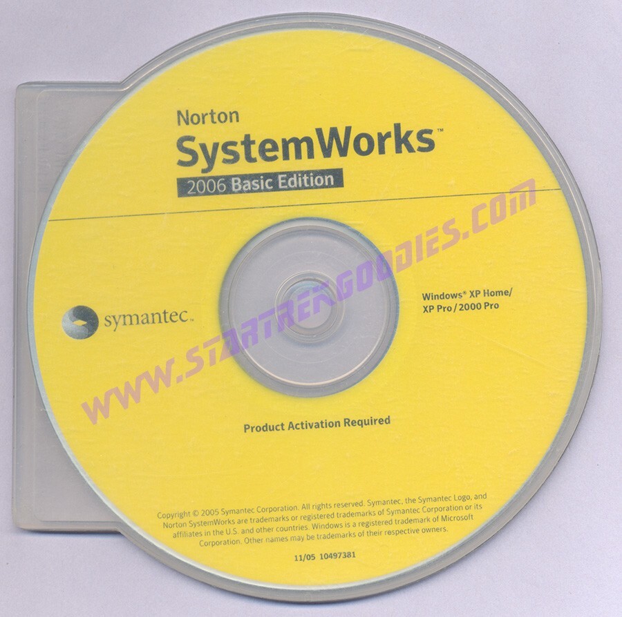Symantic NORTON SYSTEMWORKS 2006 Basic Edition w/CD, User Guide & Product Key!