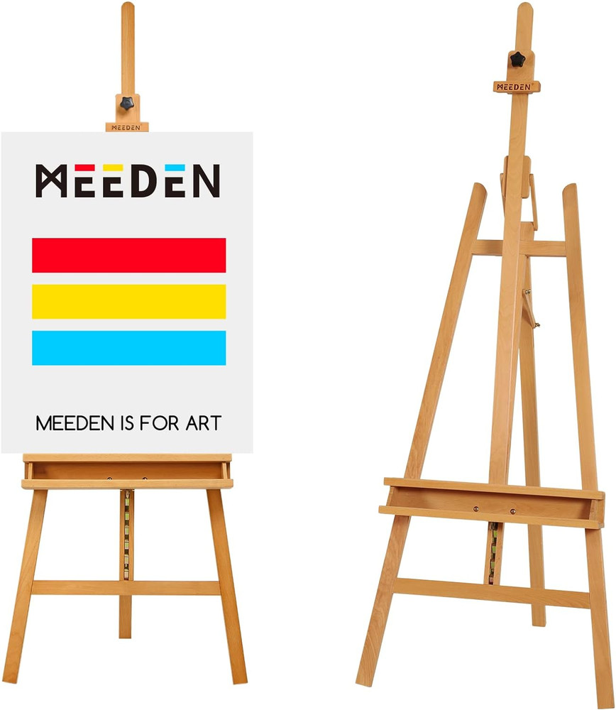 Large Painters Easel Adjustable Solid Beech Wood Artist Easel, Studio Easel for