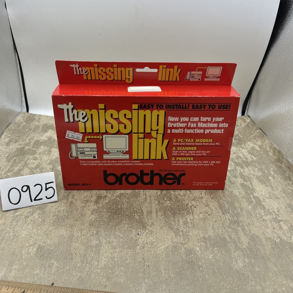 Vintage Brother Missing Link Model PCI-1 Modem Scanner Printer Software 1994