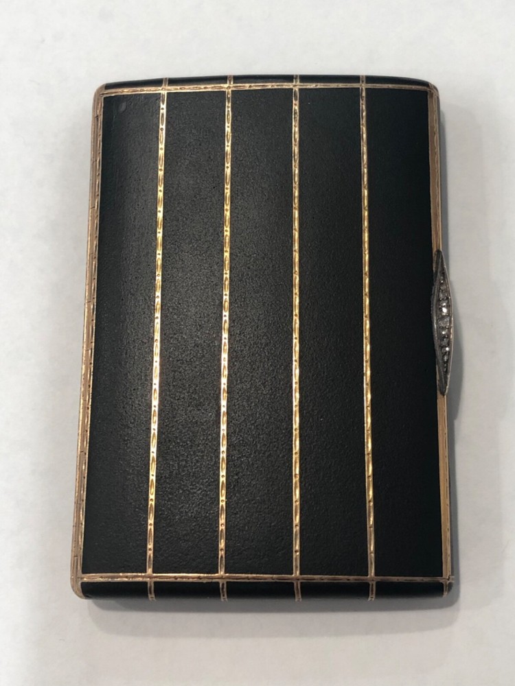 A Russian Black Enameled Silver Cigarette Case
