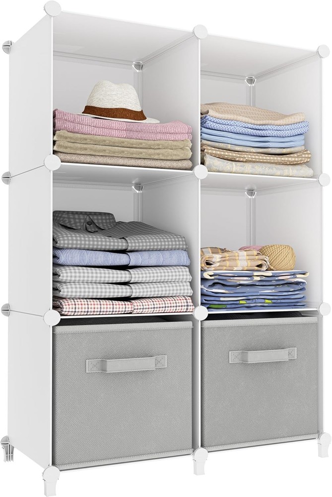Stackable Plastic Cube Storage Organizer 11.8 Inch for Closet Bathroom Wardrobe