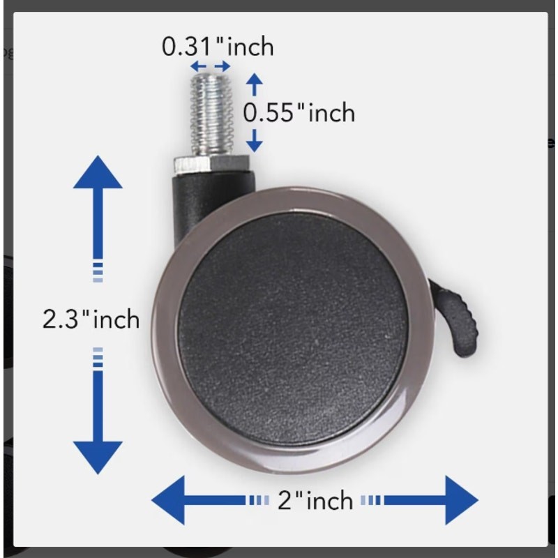 Flexispot Standing Desk Casters W1, Set of 4, Office Desk Wheels - Gray/Black