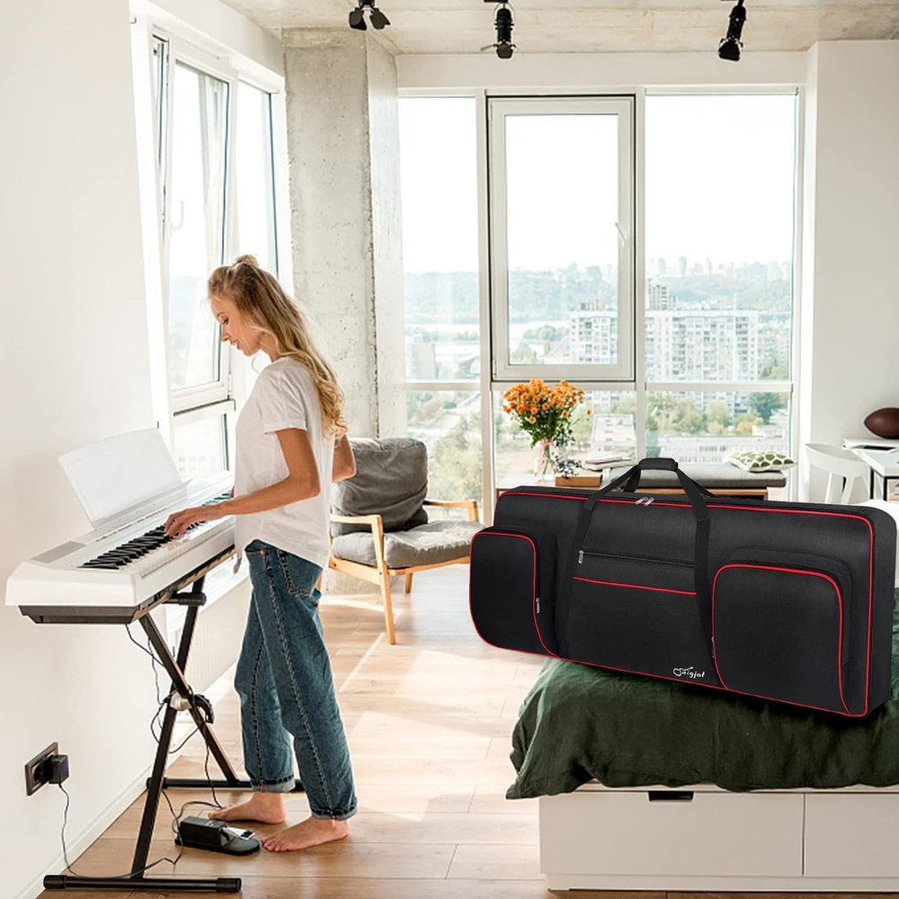 76 Key Keyboard Case, Soft Padded Piano Case with Handle and Adjustable Shoulder