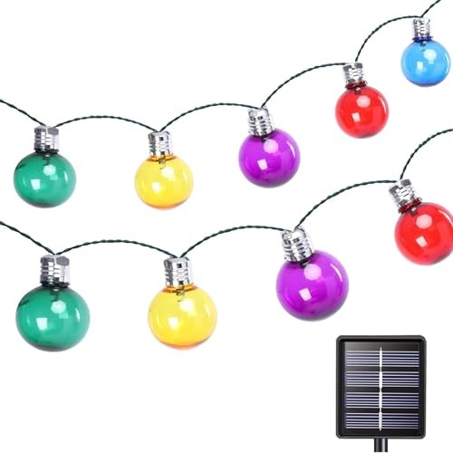 Solar String Lights Outdoor, 7Ft Globe Multicolor String Lights 1 Pack-Colorful