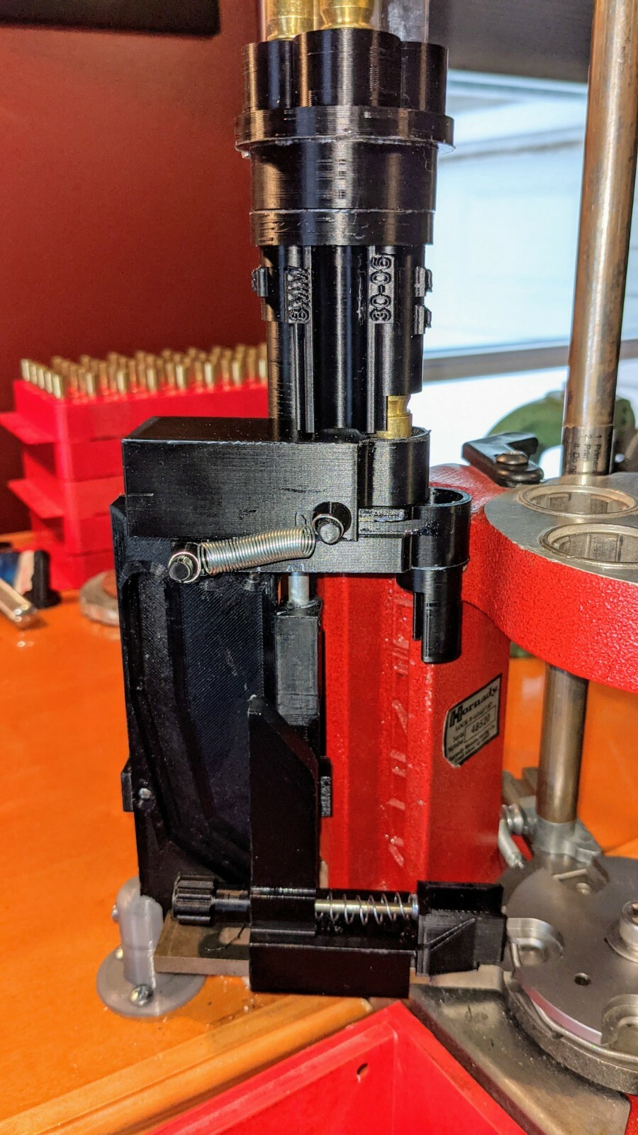 Hornady Lock N Load AP case feeder 3d printed black 