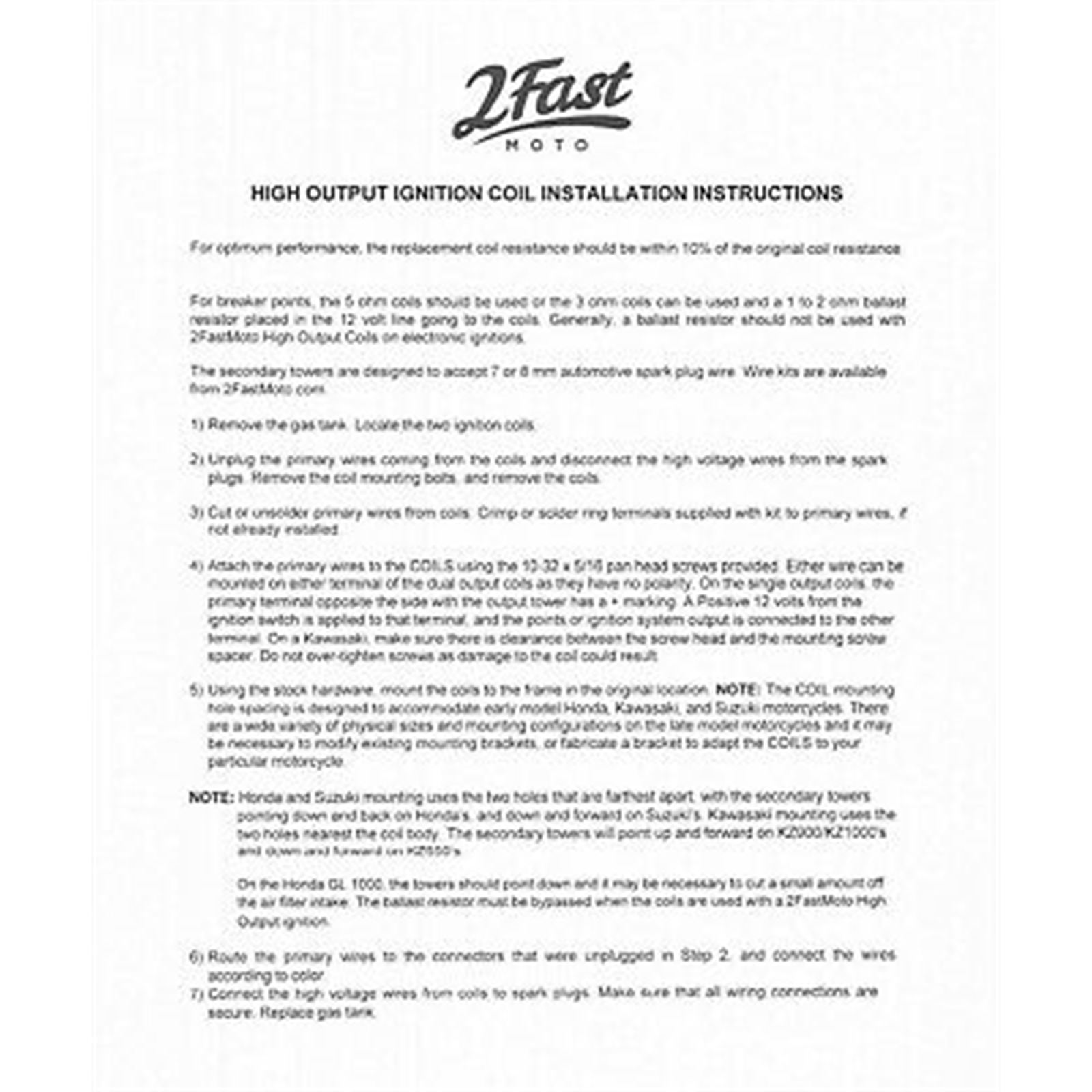 12 Volt Ignition Coil Dual Output High Perf 3 Ohm for Honda 46-15050 / dc1-1