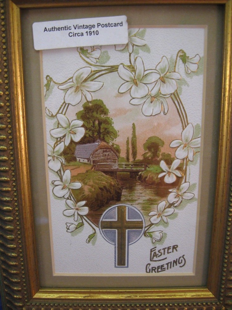 FRAMED ANTIQUE EASTER CARD (CIRCA 1910) - VERY LOVELY - NICE FRAME